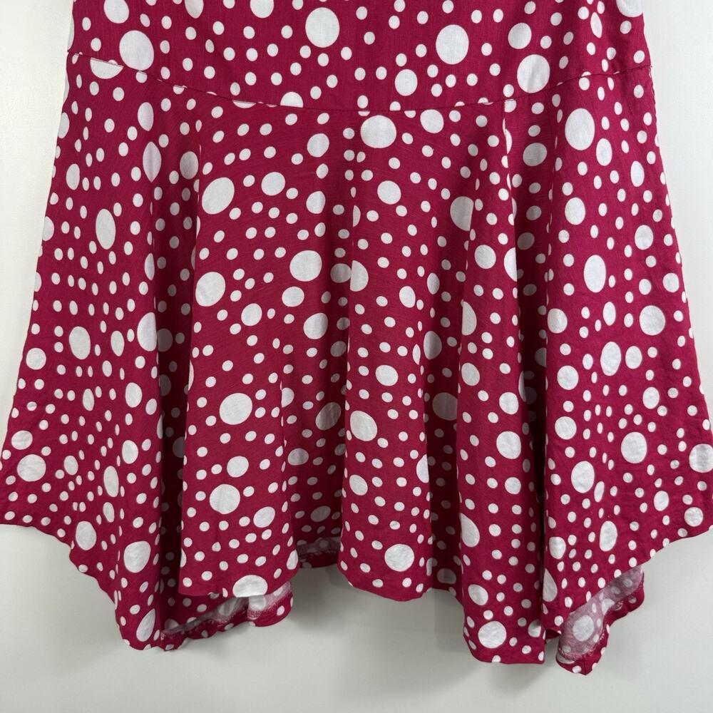 Larry Levine Pink Polka Dot Skirt Size 6 Linen Blend Asymmetrical Hem Fairycore - Picture 3 of 9